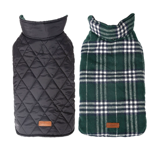 Waterproof Reversible Plaid Dog Jacket for Pets