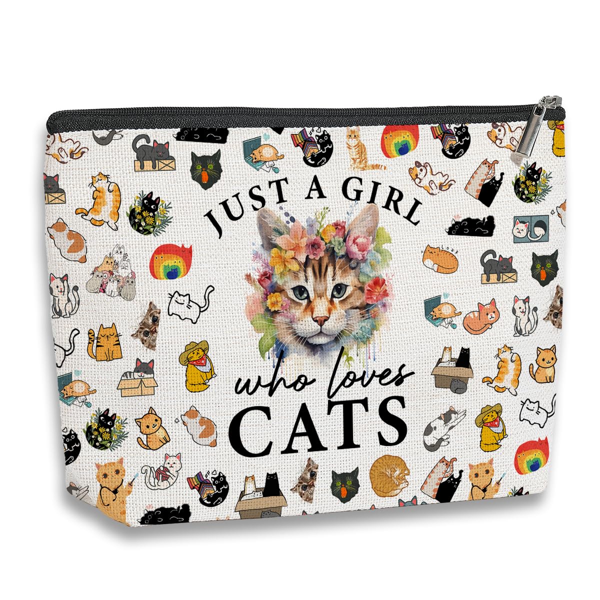 kdxpbpz Cat Makeup Bags for Women Cat Gifts for Cat Lovers Cute Cat Themed Gifts for Girls Cat Mom Gifts for Daughter Sister Cat Stuff Cat Lady Just a Girl Who Loves Cats