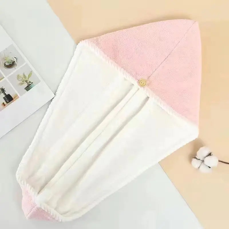 Double Layer Quick-Dry Thick Hair Drying Cap for Adults