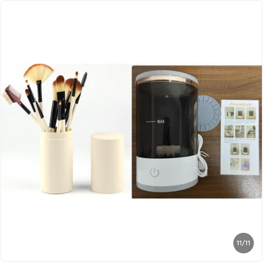Electric Makeup Brush Cleaner - Rechargeable Automatic Brush Washer & Dryer
