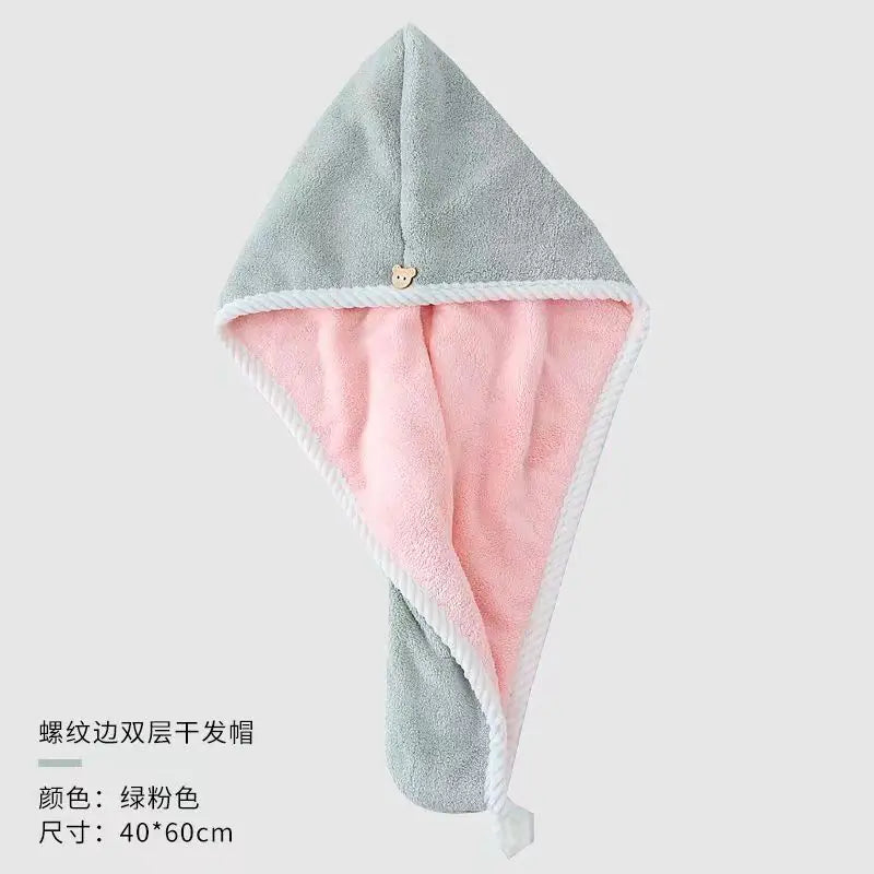 Double Layer Quick-Dry Thick Hair Drying Cap for Adults